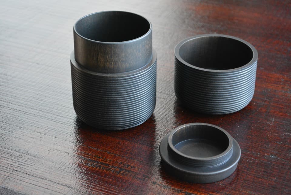 茶筒 KARMI【スミ】<俵>パーツ詳細(本体・中蓋・外蓋)