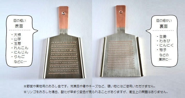 表面は目の粗い大根用、裏面は目の細かい薬味用 (銅のおろし金) <大矢製作所> | 暮らしのほとり舎