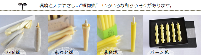 環境と人にやさしい“植物蝋” いろいろな和ろうそくがあります＜高澤ろうそく店＞