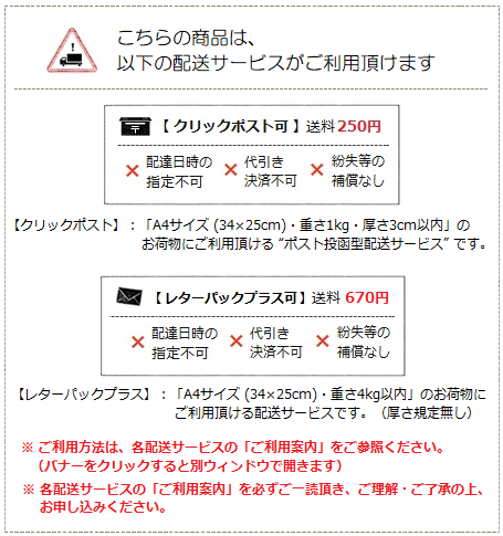 配送サービス案内(クリックポスト&レターパックプラス)