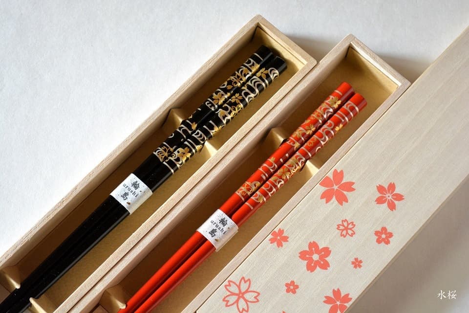 輪島うるし箸 雪月風花 (水桜) ＜橋本幸作漆器店＞ ｜ 暮らしのほとり舎