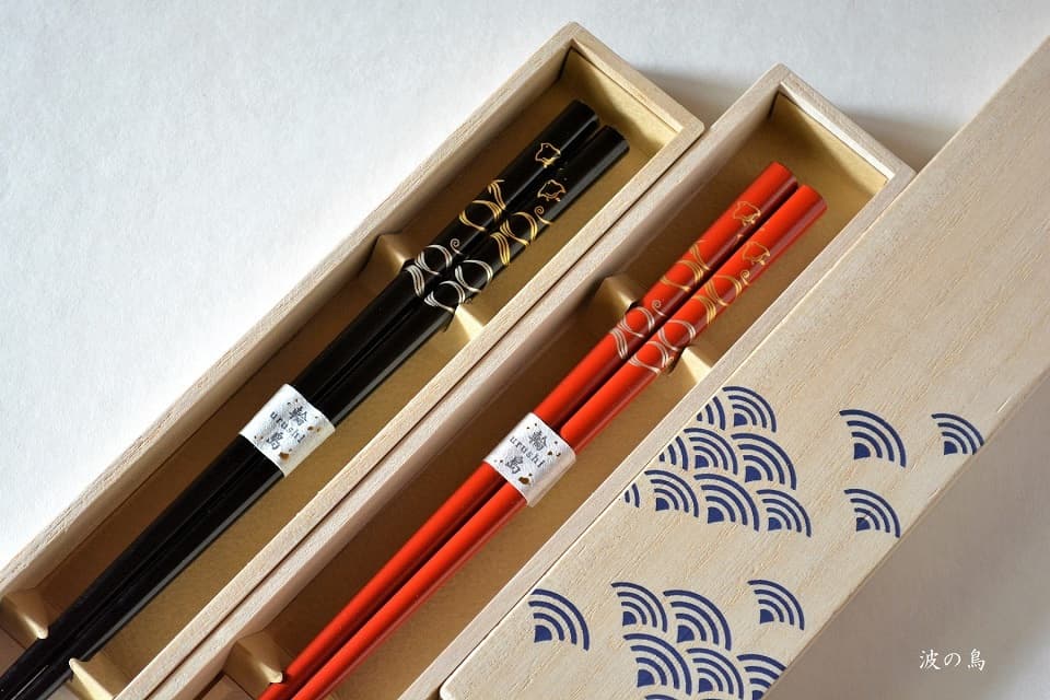 輪島うるし箸 雪月風花 (波の鳥) ＜橋本幸作漆器店＞ ｜ 暮らしのほとり舎