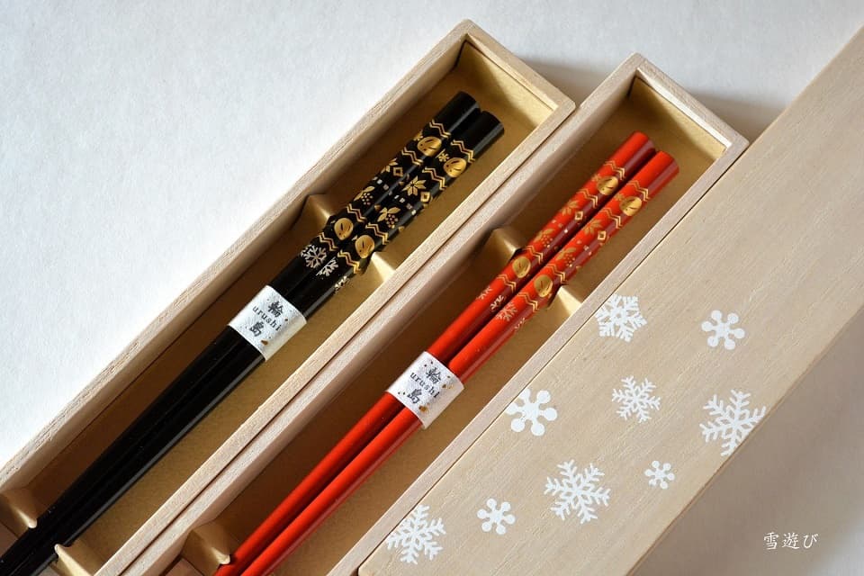 輪島うるし箸 雪月風花 (雪遊び) ＜橋本幸作漆器店＞ ｜ 暮らしのほとり舎
