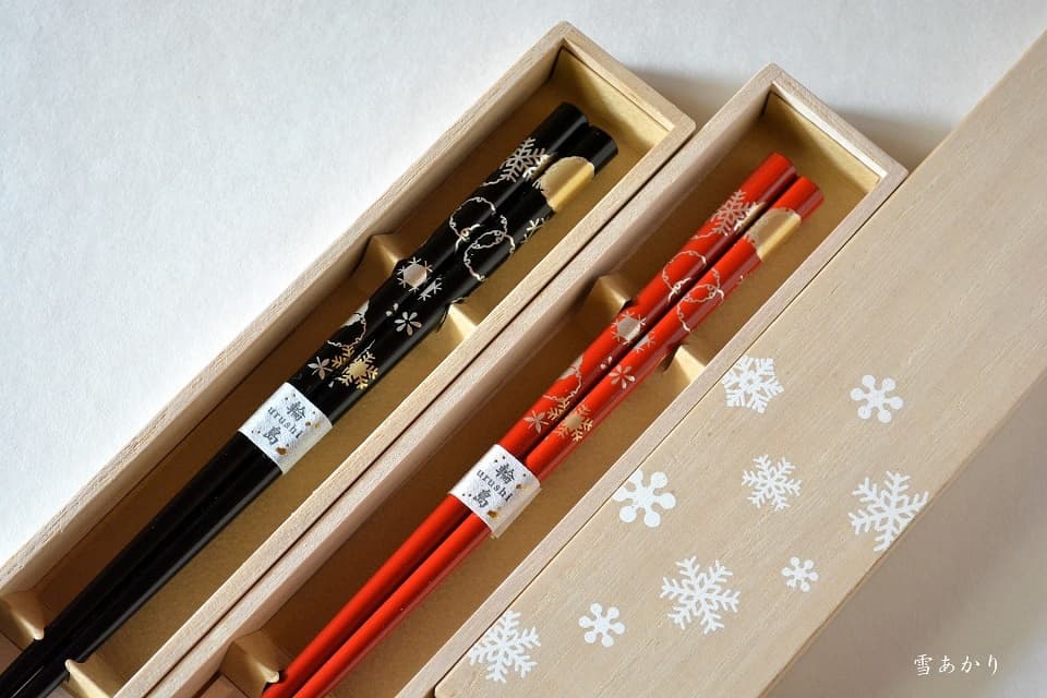 輪島うるし箸 雪月風花 (雪あかり) ＜橋本幸作漆器店＞ ｜ 暮らしのほとり舎