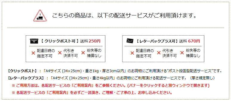 配送サービス案内(クリックポスト&レターパックプラス)