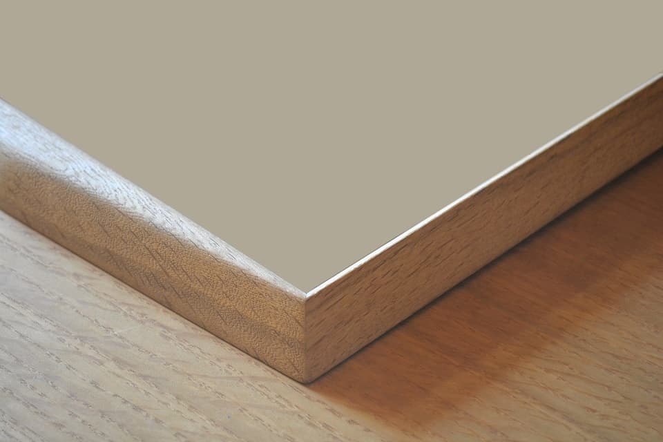 楢材の木製ミラー（角・継ぎ目）