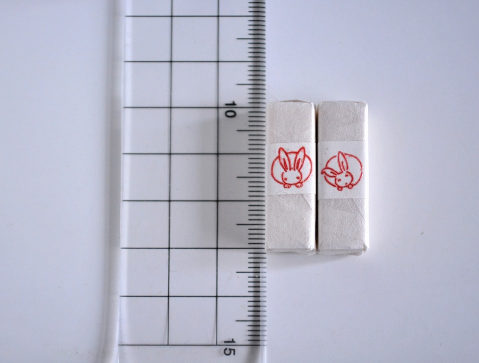 うさぎ (まじめ)・うさぎ(にっこり) サイズ・寸法 (遊楽の印) ＜工房 蓮＞ ｜ 暮らしのほとり舎
