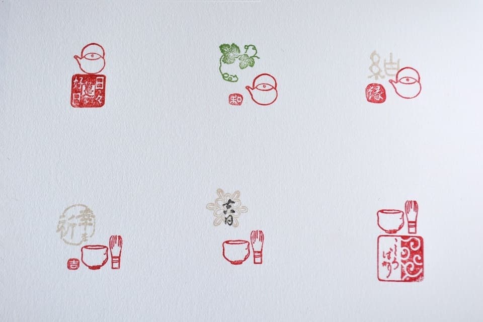 遊楽の印「急須」「茶碗と茶筅」 印影組み合わせイメージ ｜ 暮らしのほとり舎