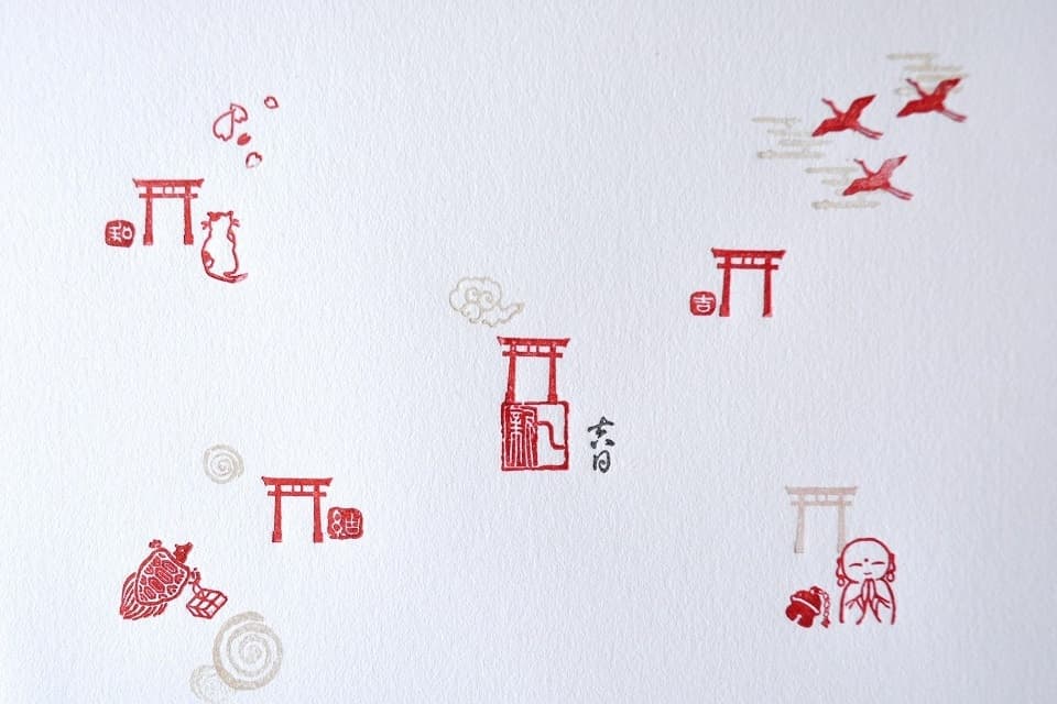 遊楽の印「鳥居」 印影組み合わせイメージ ｜ 暮らしのほとり舎