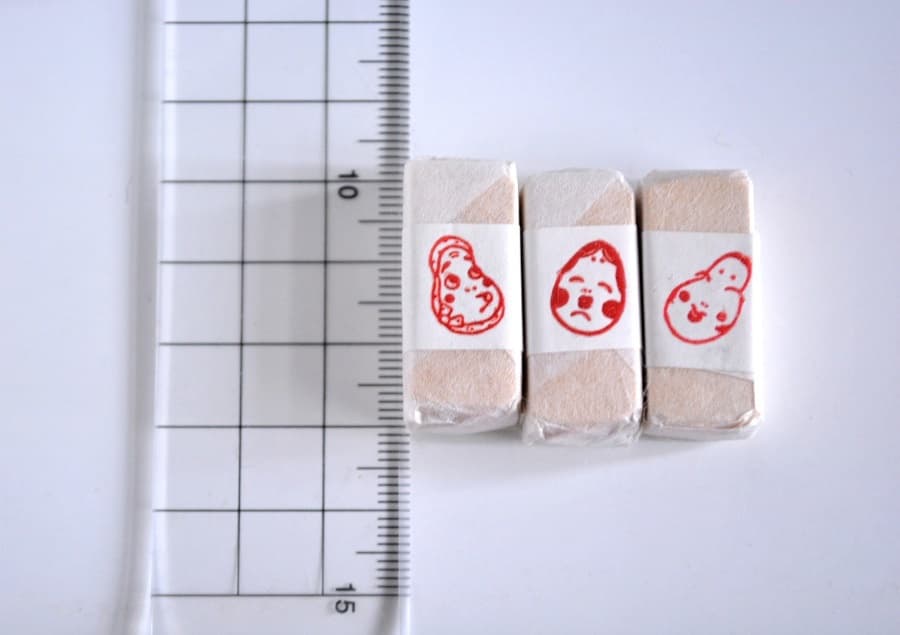 遊楽の印「ひょっとこ」「お多福かあさん」「お多福ねえさん」 印影・サイズ・寸法 ＜工房 蓮＞ ｜ 暮らしのほとり舎