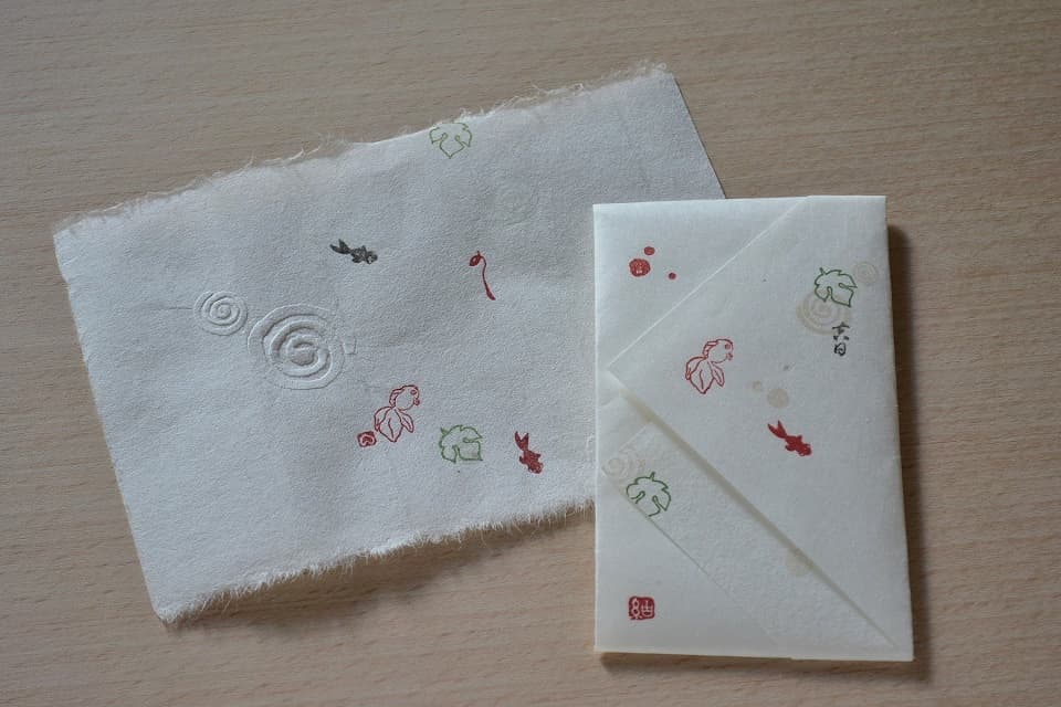 遊楽の印「金魚 (赤・白)」× ぽち袋｜暮らしのほとり舎