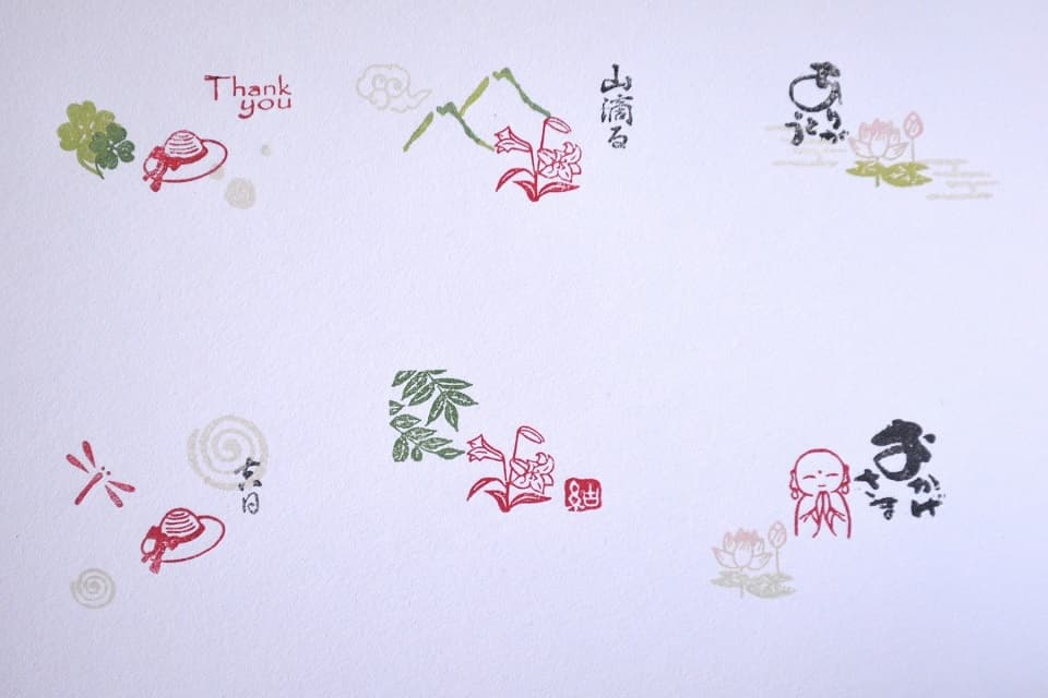 遊楽の印「ゆりの花」「蓮の花」 印影組み合わせイメージ｜暮らしのほとり舎
