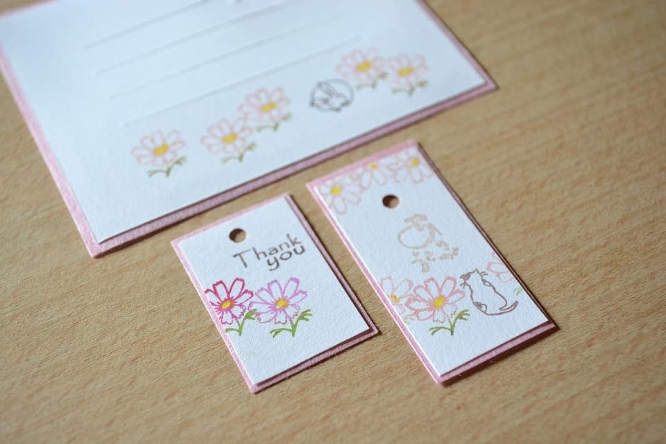 遊楽の印「ぶちねこ・秋桜(こすもす)」 印影組み合わせイメージ｜暮らしのほとり舎