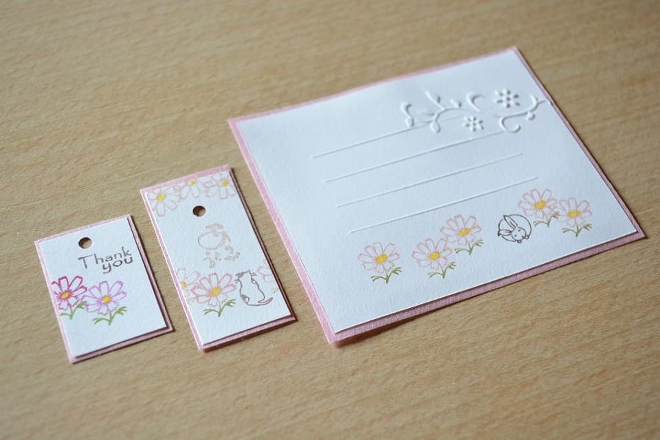 遊楽の印「秋桜 (こすもす)」 タグ カード｜暮らしのほとり舎