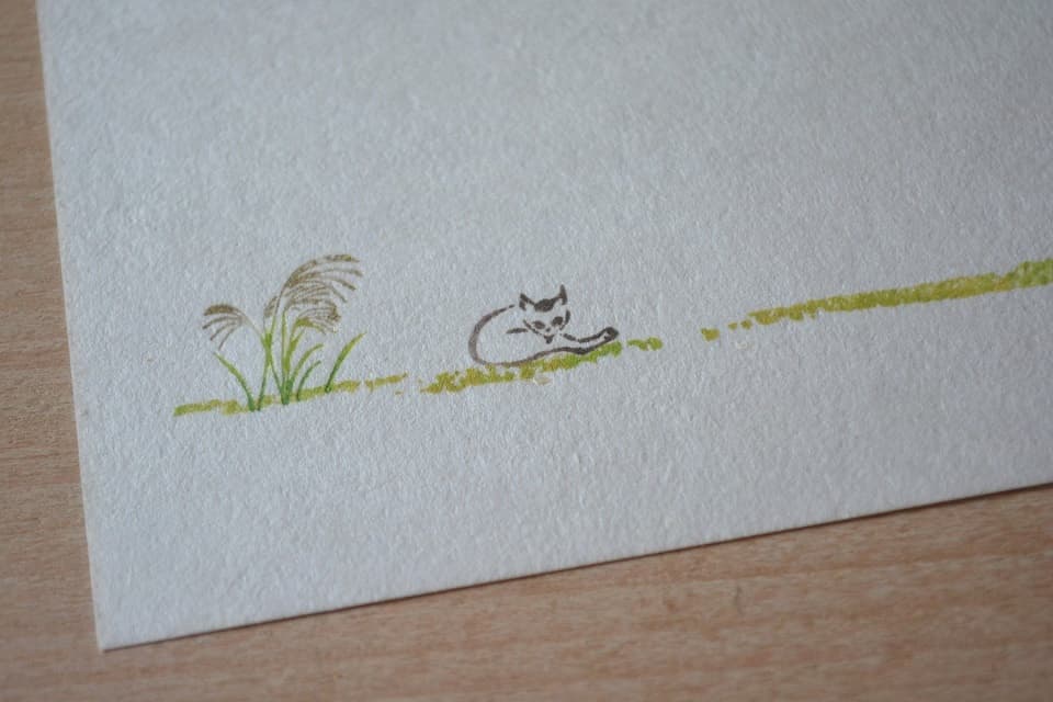 遊楽の印「芒(すすき)」×「猫(鍬形蕙斎)」 印影組み合わせイメージ｜暮らしのほとり舎