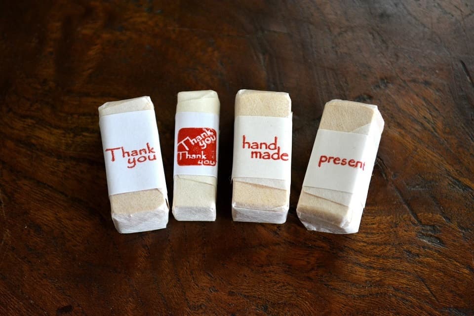 遊楽の印「Thank you (朱文・白文)」「handmade」「present」＜工房 蓮＞ ｜ 暮らしのほとり舎