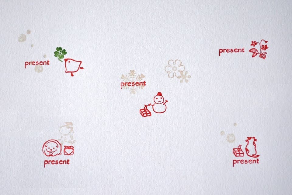遊楽の印「present」 印影組み合わせイメージ ｜ 暮らしのほとり舎