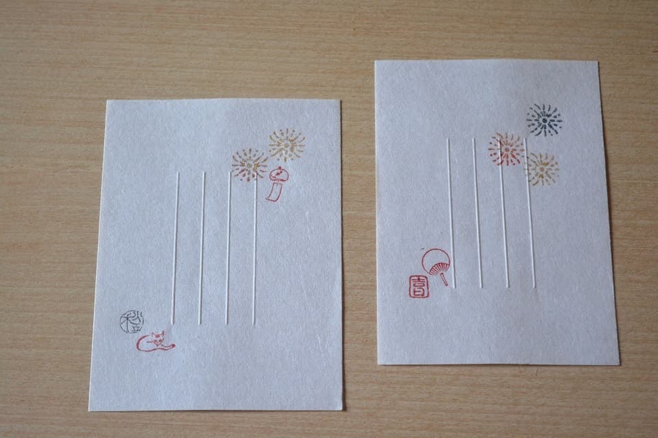 「罫線」エンボッサー × 遊楽の印「夏祭り」シリーズ 便箋|暮らしのほとり舎