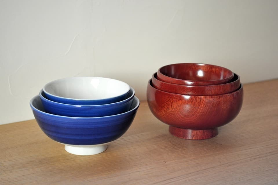 九谷焼の茶碗・くーわんと山中漆器のお椀・ふーわん<ヨシタ手工業デザイン室>