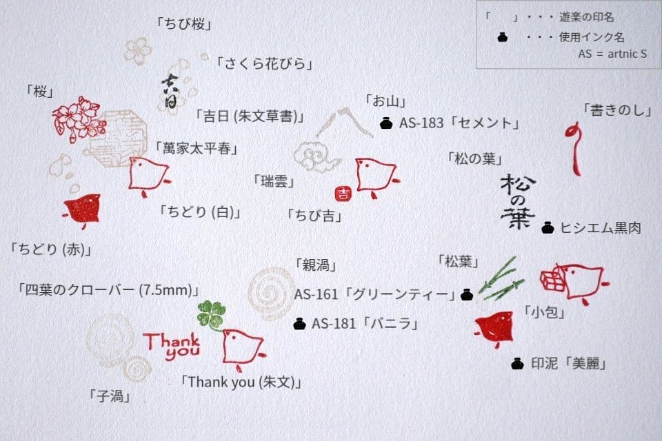 遊楽の印「ちどり」 印影組み合わせイメージ ｜ 暮らしのほとり舎