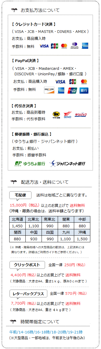 お支払方法・配送方法等について