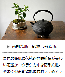 霰紋玉形鉄瓶＜鈴木盛久工房＞の商品詳細へ